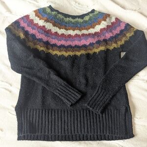 American Eagle Outfitters Black Sweater with Multicolor Stripes